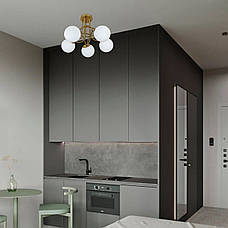 Стельова бронзова люстра з 5 плафонами-кулями "Modern Glow "(52-9910-5 BRZ+WH), фото 4