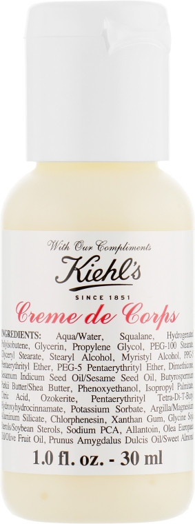 Крем для тіла з маслом какао та авокадо Kiehl's Creme de Corps, 30 мл