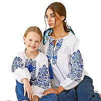 Пара вишиванок Орнамент синій (для мами та доньки)