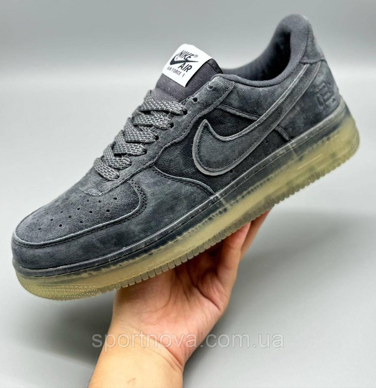 Чоловічі кросівки демісезонні Nike Air Force замшеві темно-сірі р 42,43,44