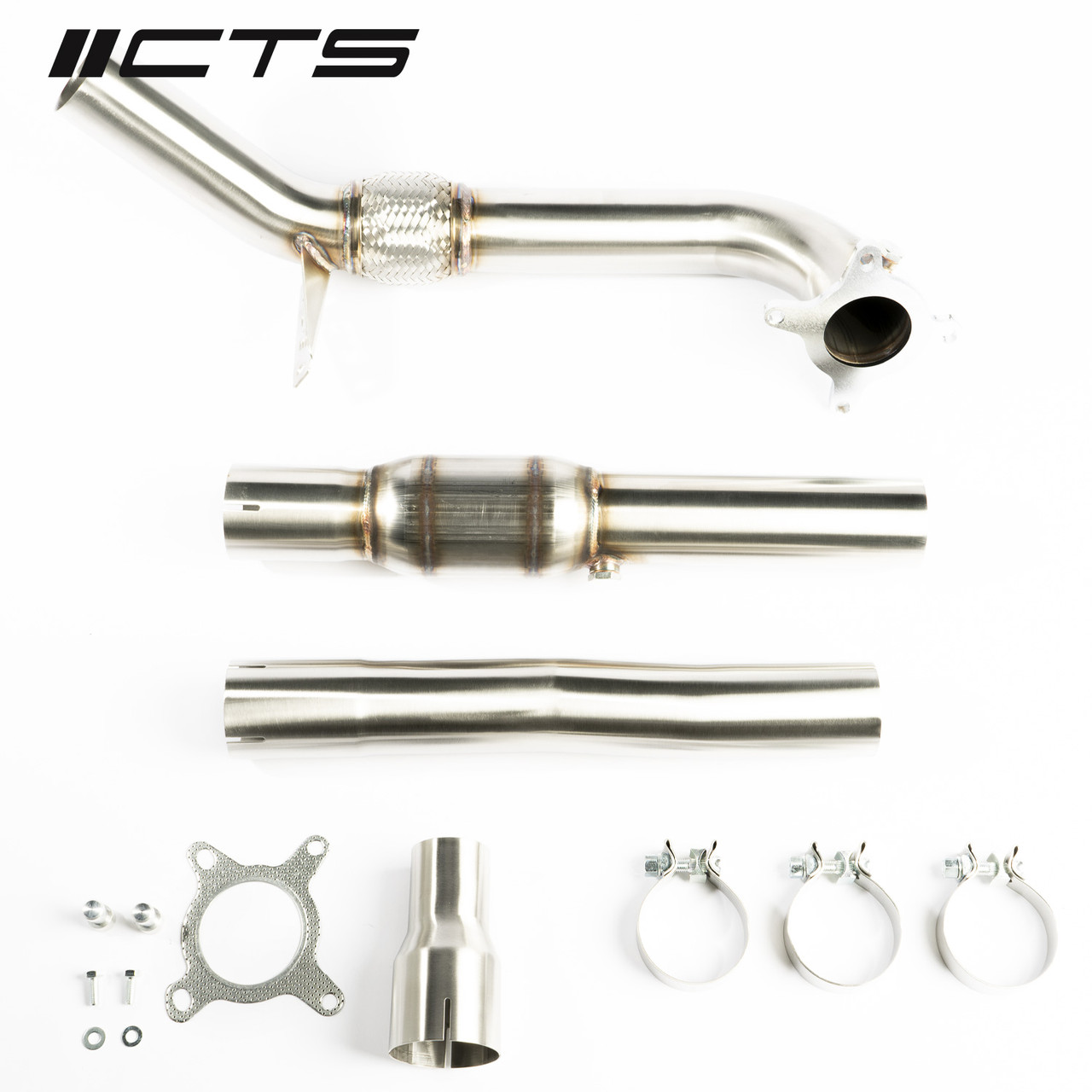Даунпайп із спортивним каталізатором CTS TURBO MK6 GOLF R 2.0T, MK2 AUDI TT QUATTRO/TT-S 2.0T, 8P A3 QUATTRO/S3, фото 1