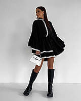 Платье женское черное с рюшами, и кружевом белым