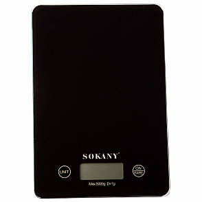 Кухонні настільні електронні ваги для зважування продуктів Sokany SK-19027 до 5кг LCD-дисплей Чорний, фото 1