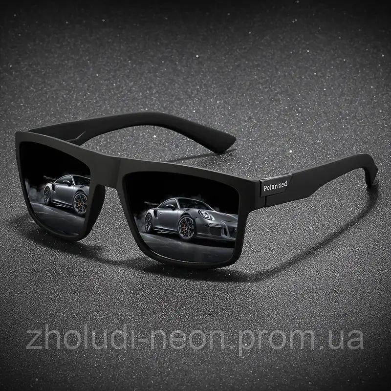 Темні поляризовані UV400 спортивні окуляри POLARIZED унісекс, лінзи TAC,класичний квадратний дизайн/, фото 1