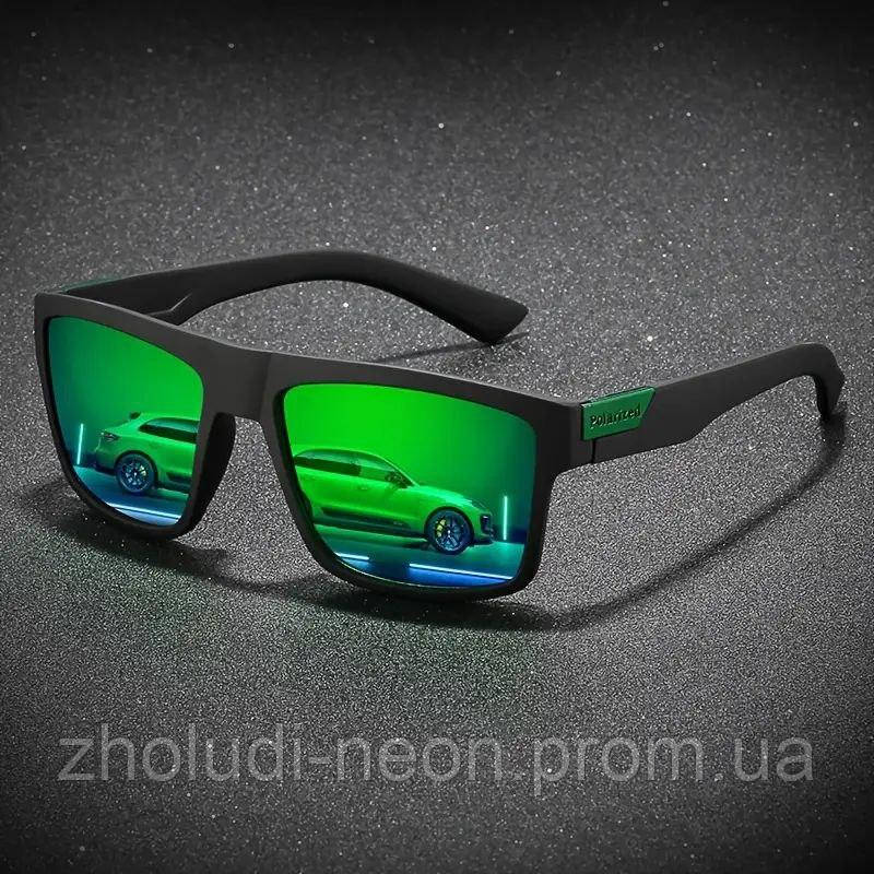 Зелені поляризовані UV400 спортивні окуляри POLARIZED унісекс, лінзи TAC,класичний квадратний дизайн/, фото 1