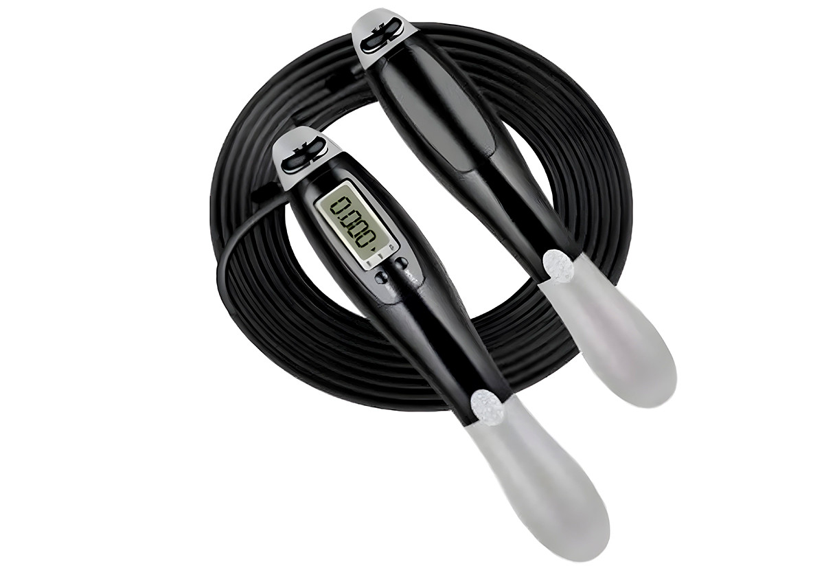 Швидкісна скакалка EasyFit Speed Cable Rope 3 м зі сталевим тросом чорна