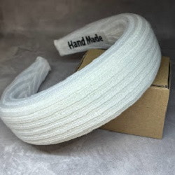 Широкий обруч для волосся, трикотаж, ширина 4 см, колір-білий, Білий, фото 1