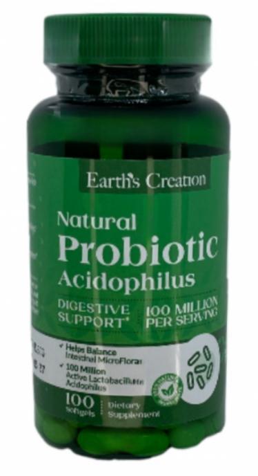 Харчова добавка Earths Creation ACIDOPHILUS PROBIOTIC 100 капсул