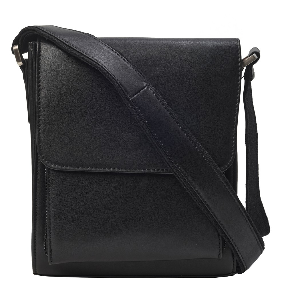 Чоловіча шкіряна сумка через плече BUFFALO BAGS 7055A чорна