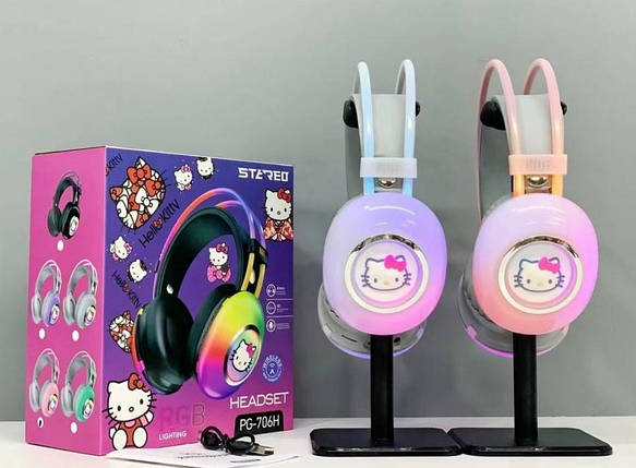 Bluetooth навушники PG-706H накладні, з підсвічуванням, фото 1