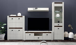 Сучасна набірна модульна стінка під телевізор тв модерн у вітальню зал 306 см ЛДСП Селена ясен сніжний