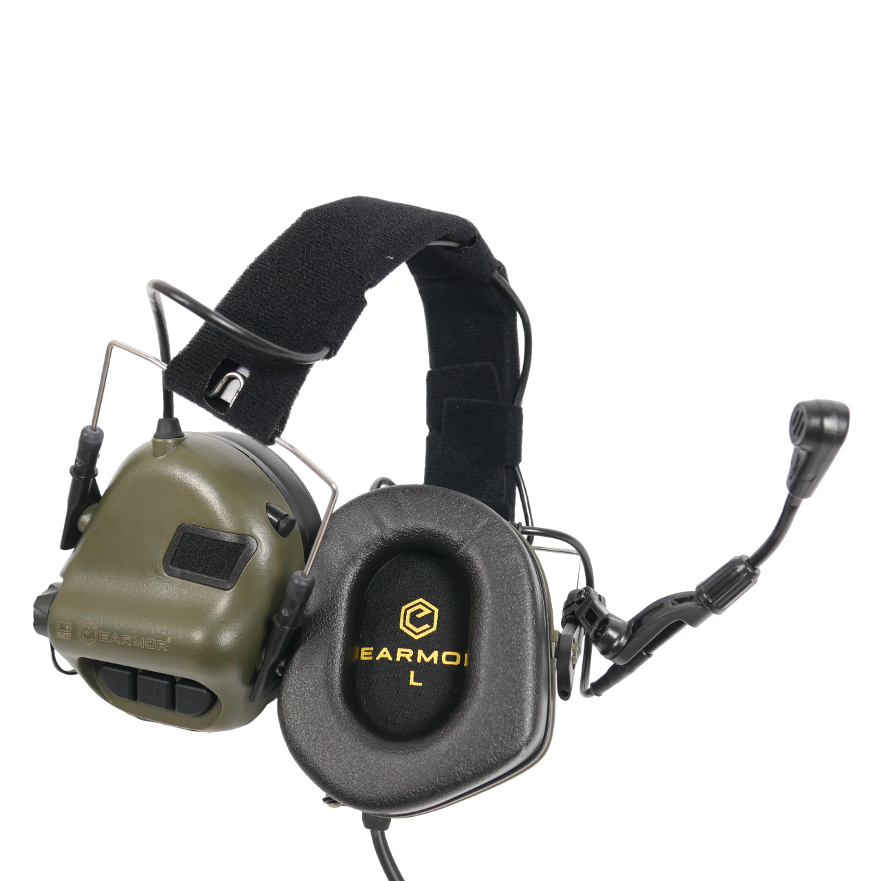 Тактичні навушники EARMOR M32 з універсальним кріпленням Олива. Навушники для стрільби на батарейках