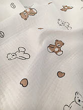 Муслін (жатка 1,35 м) ведмедики з сердечками, 135см