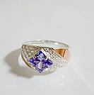 Срібна каблучка з золотими накладками, фото 2