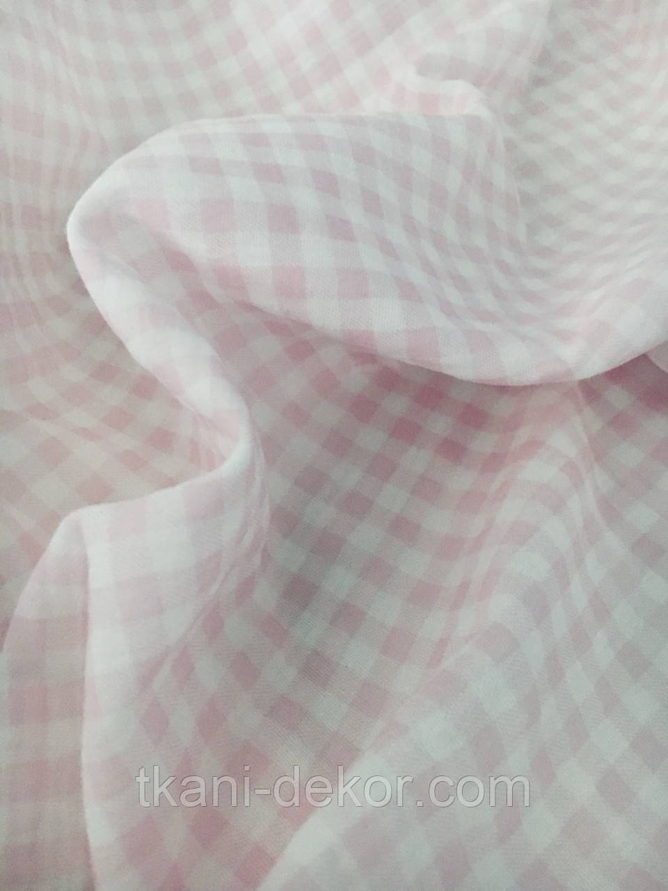 Муслін (жатка 1,35 м) клітинка рожева, (0,50* 135см), фото 1