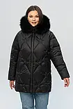 Стильний чорний пуховик із хутром песця Li-05 до 58 розміру, фото 3