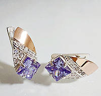 Срібні сережки з золотими накладками