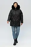 Стильний чорний пуховик із хутром песця Li-05 до 58 розміру, фото 7
