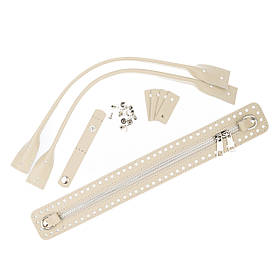 Комплект із натуральної шкіри для сумки Такса, колір Слонова кістка