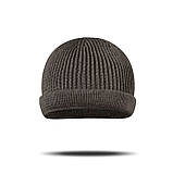 Шапка в’язана Docker Hat. Cotton and wool. Dark coffee, фото 3