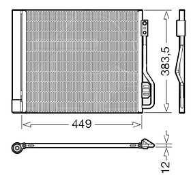 Конденсатор кондиціонера Smart Fortwo 2 451 07-14 Ava АКПП/МКПП; 450X383X16; +осушувач; (0.8 CDI/1.0)