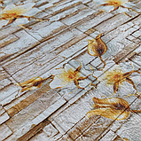 Самоклеюча 3D панель Бежевий камінь з квітами 700x770x3мм, фото 2