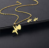 Ланцюжок з кулоном і сережки гвоздики "Кардіограма серця", колір золото, фото 2