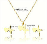 Ланцюжок з кулоном і сережки гвоздики "Кардіограма серця", колір золото, фото 3