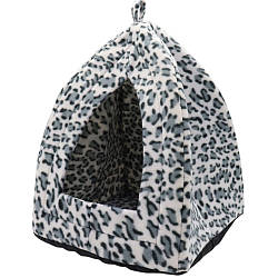 Будиночок для собак та кішок Pet Hut White, 30х30х40 см, Синій, Леопард / Котячий м'який будиночок / Домашня лежанка для тварин