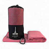 Рушник спортивний мікрофібра Love You з чохлом рожевий 70х140 см (60145)