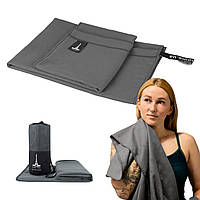 Рушник спортивний мікрофібра Love You з чохлом сірий 70х140 см (60139)