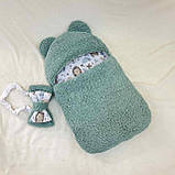 Комплект Тедді для новонароджених, спальник та комбінезон колір шавлія, фото 2