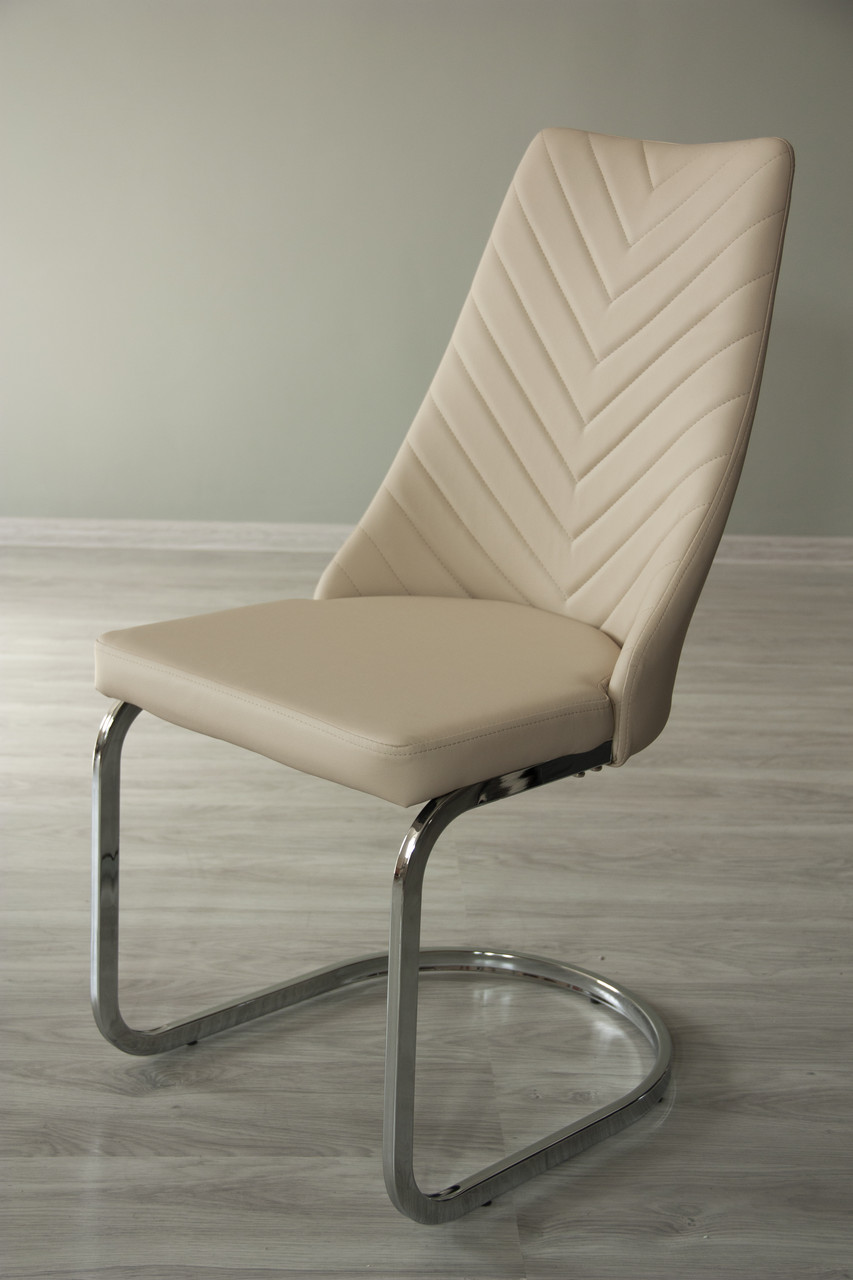 Стілець з оббивкою екошкіра в стилі модерн для дому та офісу Carlos (Карлос) X-1908 Evrodim, колір кремовий