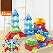 Магнітний 3D конструктор дитяча іграшка розвиваючий набір 62 блока для збирання моделей будівель машин тварин, фото 2