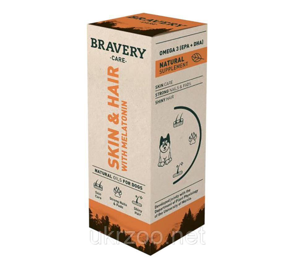 BRAVERY CARE OIL SKIN & HAIR Харчова добавка для собак здорова шкіра та шерсть 12/500 ML