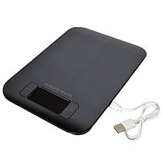 Кухонні настільні електронні ваги із сенсорним керуванням Usb до 5кг LCD-дисплей Grunhelm KES-045UB Чорний, фото 5