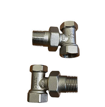 Кран радіаторний кутовий 1/2" x 1/2" (PN16) латунний, вентельний (ПАРА), фото 1