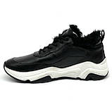 Жіночі зимові кросівки чорного кольору з чорною шерстю на шнурівці Mida 240412(1ш) розмір 36, фото 2