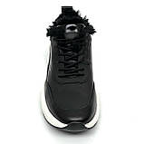 Жіночі зимові кросівки чорного кольору з чорною шерстю на шнурівці Mida 240412(1ш) розмір 36, фото 3