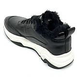 Жіночі зимові кросівки чорного кольору з чорною шерстю на шнурівці Mida 240412(1ш) розмір 36, фото 5