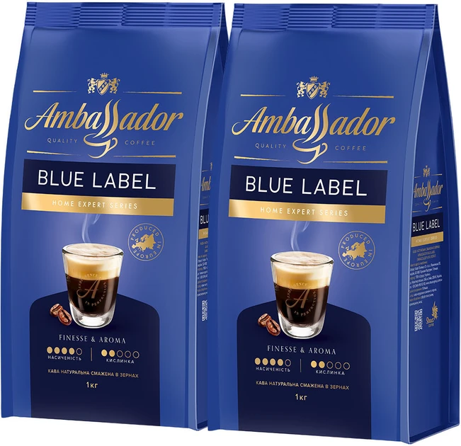 Набір кави Ambassador Beans Amb Blue Label P 1 кг х 2 шт