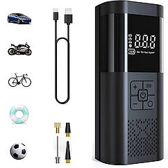 Портативний автомобільний насос 150PSI 12V з акумулятором 6000mAh — насос-повербанк для накачування шин та зарядки гаджетів
