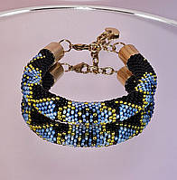 Блакитні квіти браслет з японського бісеру