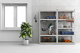 Стелаж SL Бюджет ОМ 1800х600х300 Меткас, 175 кг/полицю, 5 полиць, МДФ, оцинкований, металевий, фото 4