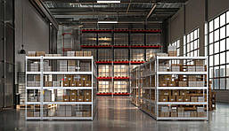 Стелаж Титан ОМ 2160х1200х500 Меткас, 300 кг/полицю, 5 полиць, МДФ, оцинкований, металевий, фото 3