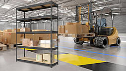 Стелаж Титан КМ 2160х1800х500 Меткас, 300 кг/полицю, 5 полиць, МДФ, пофарбований, металевий, фото 2