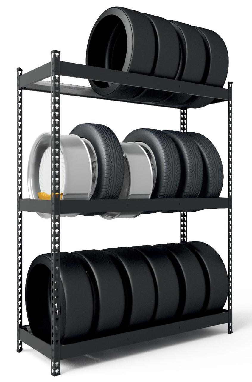 Стелаж Титан для коліс 1680х1800х500 Меткас, 300 кг/полку, 3 яруси