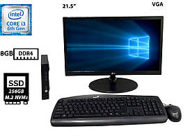 Комплект | Комп'ютер HP ProDesk 600 G2 Mini/Core i3-6100T 3.20GHz/8GB DDR4/SSD 256GB NVMe | Монітор 21.5" LG 22M38A-B Б/В