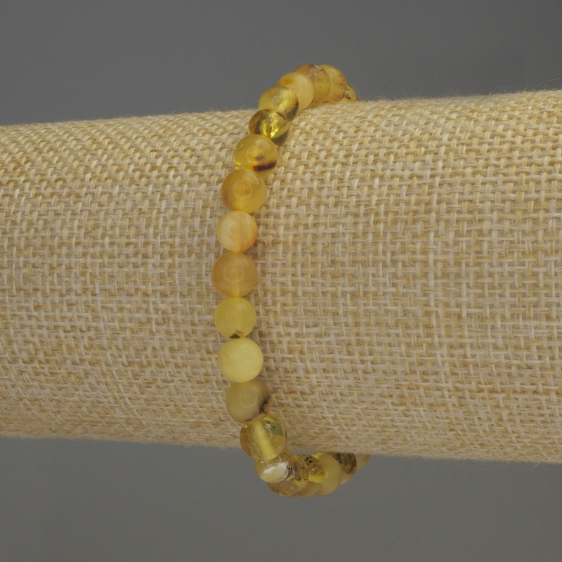 Браслет Бурштин гладка кулька d-7мм+- L-18мм+- стрейч, фото 1
