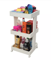 Полиця-органайзер триярусна велика на колесах пластикова, 39,5*37*75см, фото 1